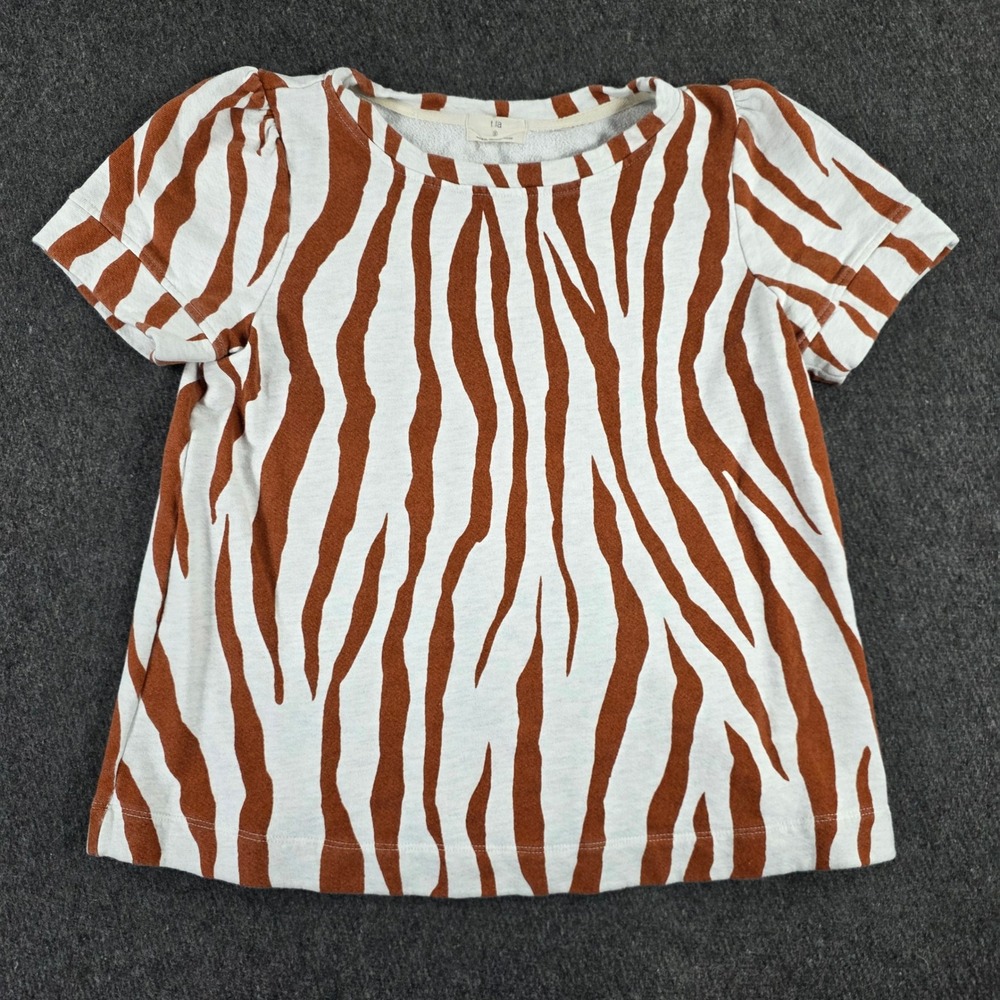 Tla‎ Zebra Print Puff Sleeve T Shirt Women Made in USA Casual Top